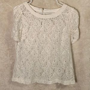 Sheer White Lace Short Sleeve Top
